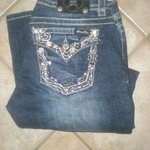 Miss Me Women's Boot Cut Jeans - Dark Blue with Silver Accents